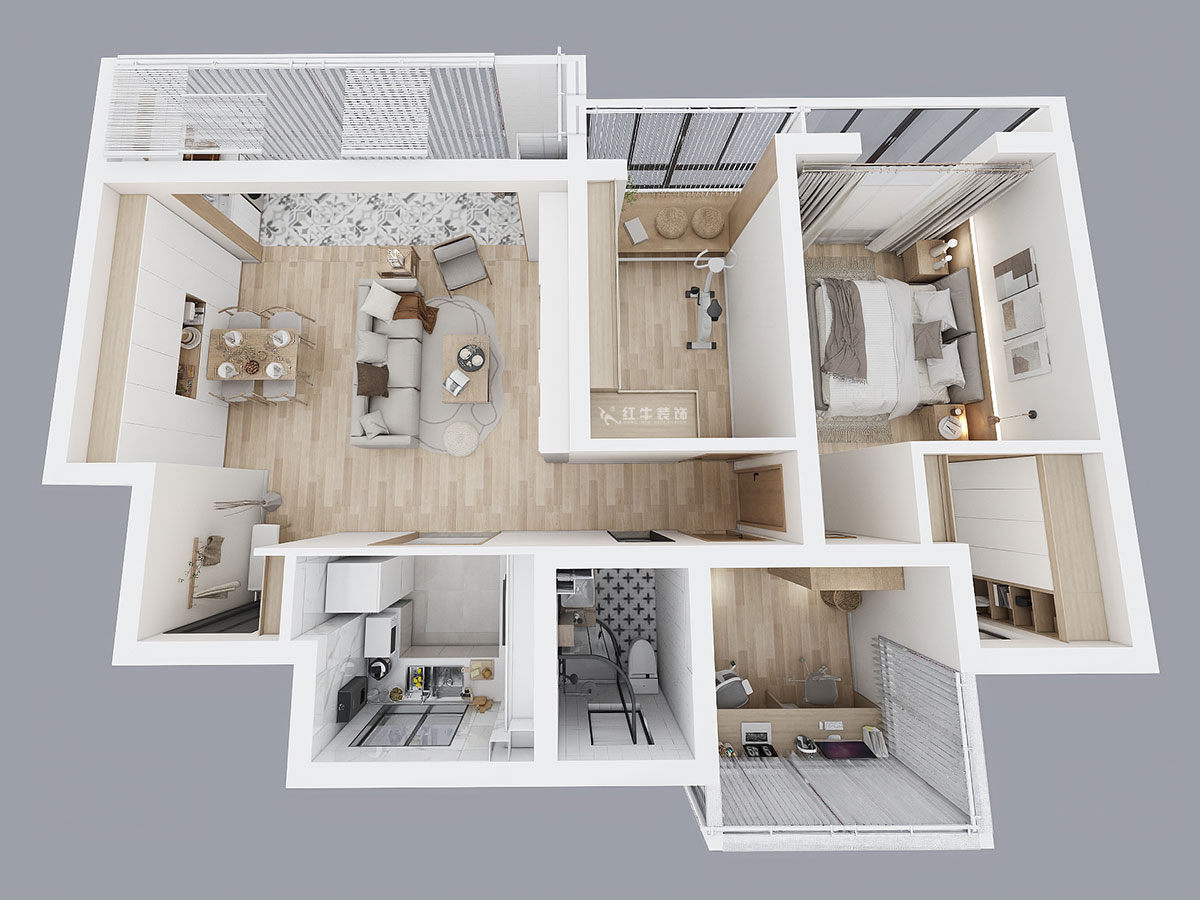 刘萍萍｜招商语山苑5-1-602-98㎡-日式风格｜3室2厅1卫｜老房装修｜定制家￥110000｜全包13